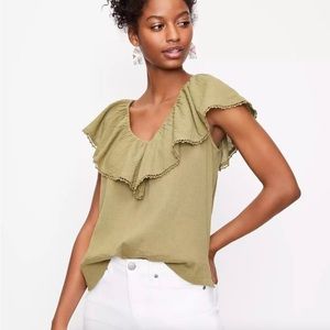 LOFT V neck ruffle Blouse NWT Size S